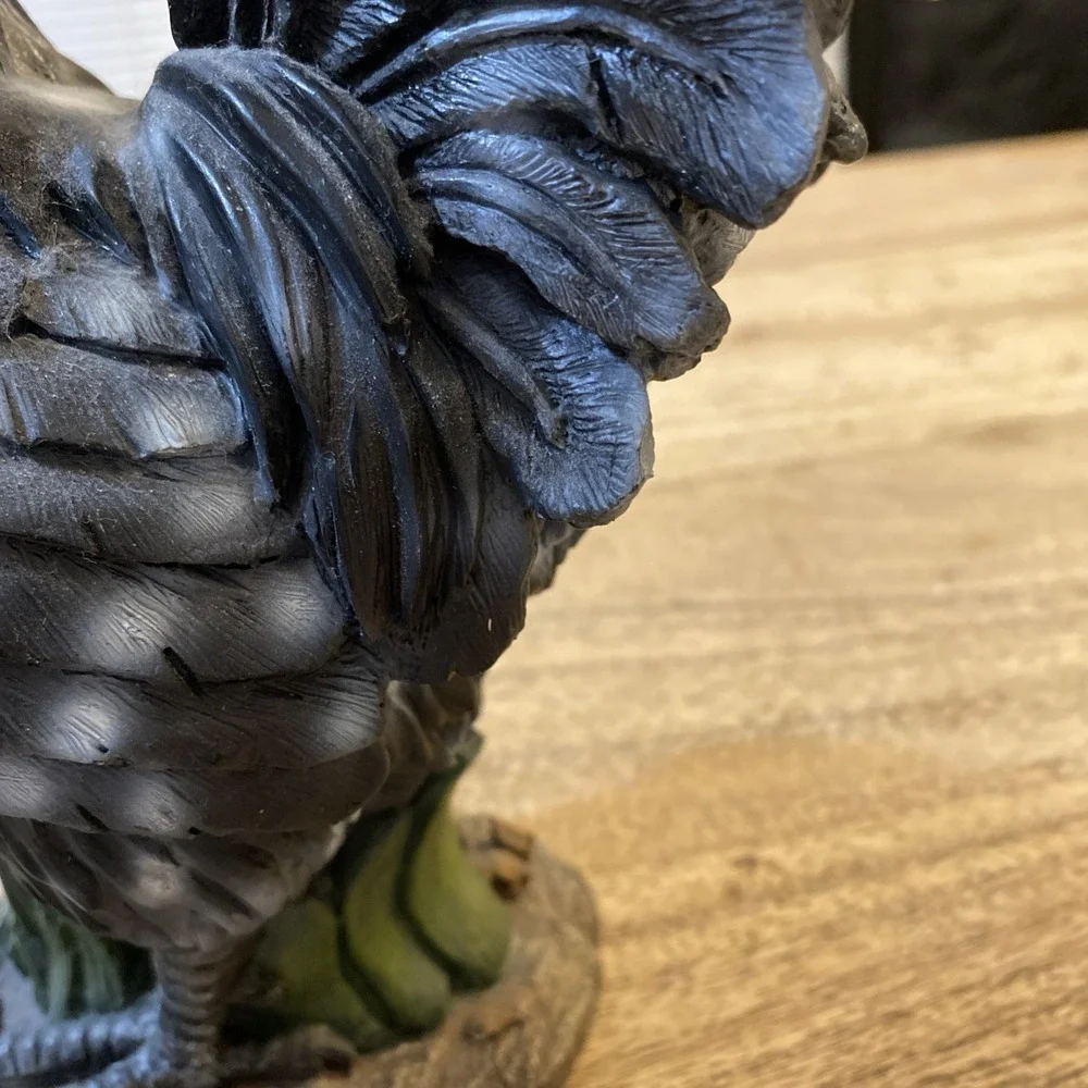 Cute Unique, Resin Black Gray Rooster Chicken farmhouse, decor